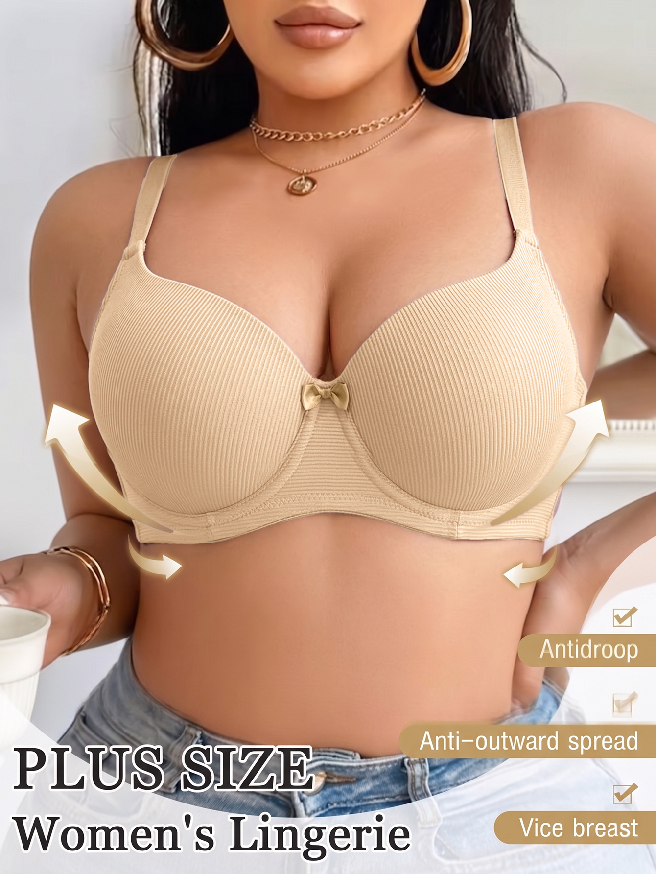 Plus Size Anti-Sagging Women B - Plunge Bra Push Up incelemesi ve fiyatı