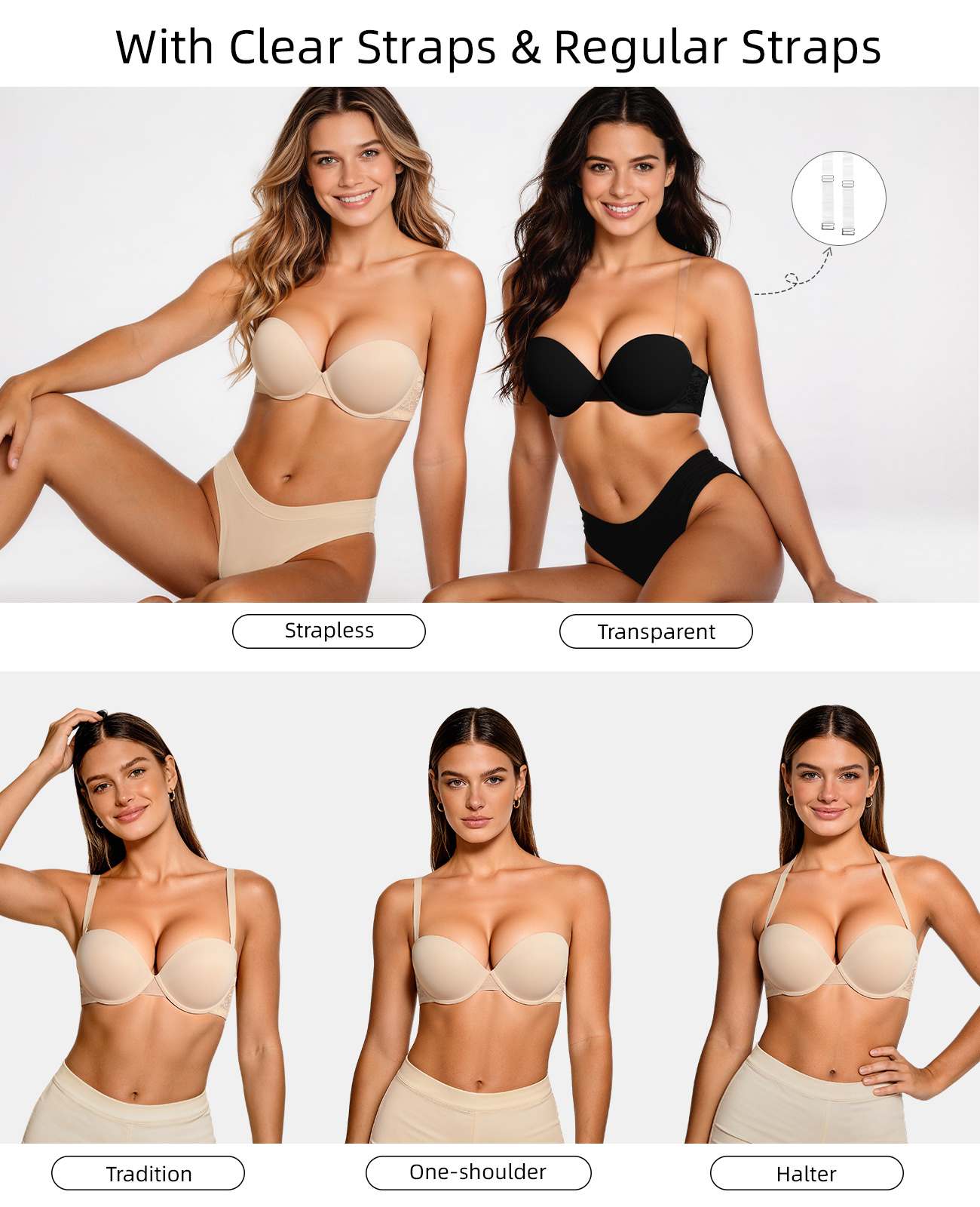 New Push Up Bra Women Lace Pad - Convertible Bra Multiway incelemesi ve fiyatı