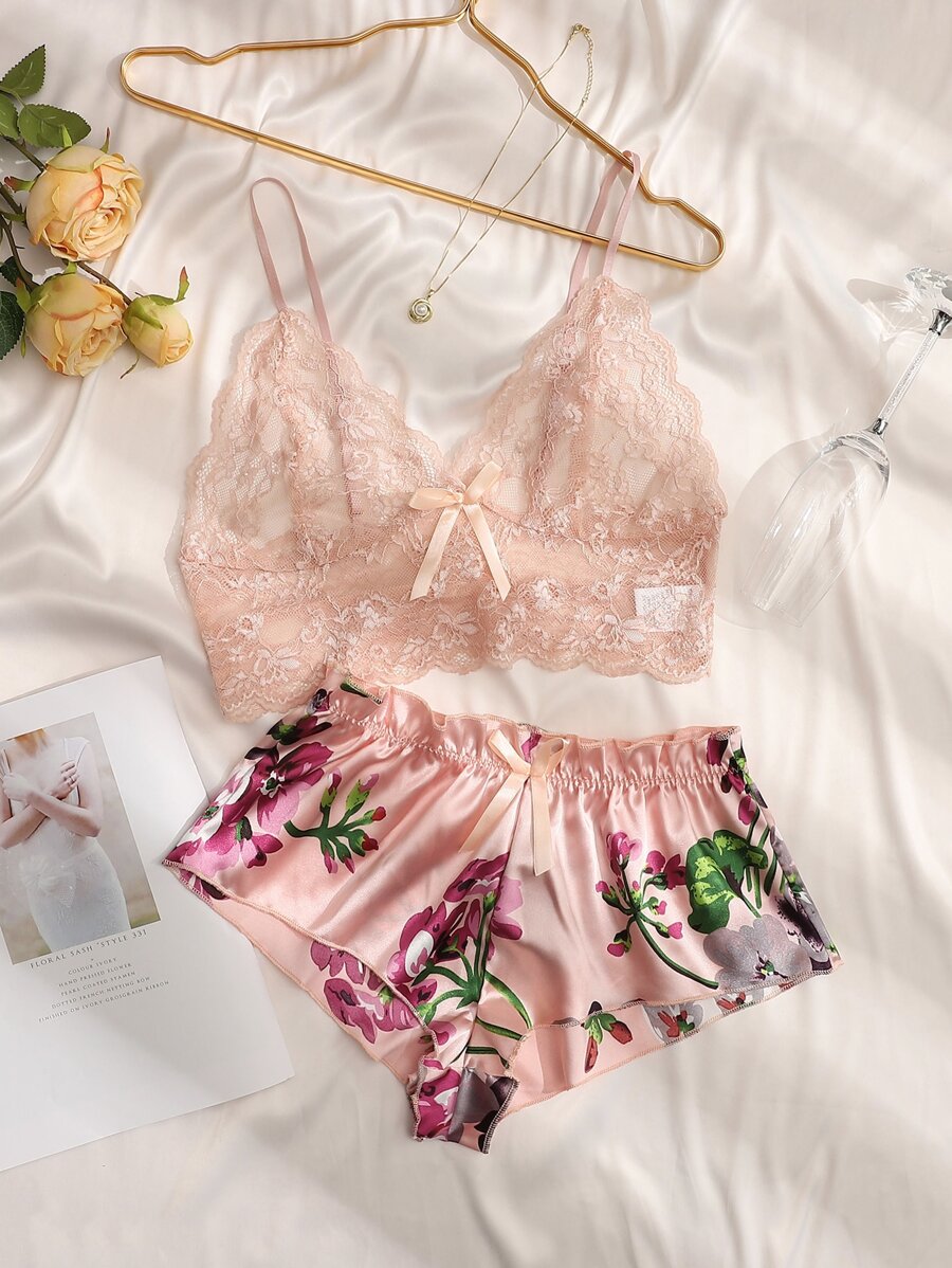 Pink Floral Lace Bralette and  - Lace Bralette Set incelemesi ve fiyatı