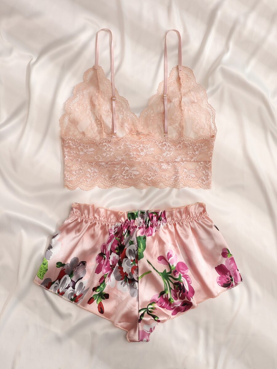 Pink Floral Lace Bralette and  - Lace Bralette Set incelemesi ve fiyatı