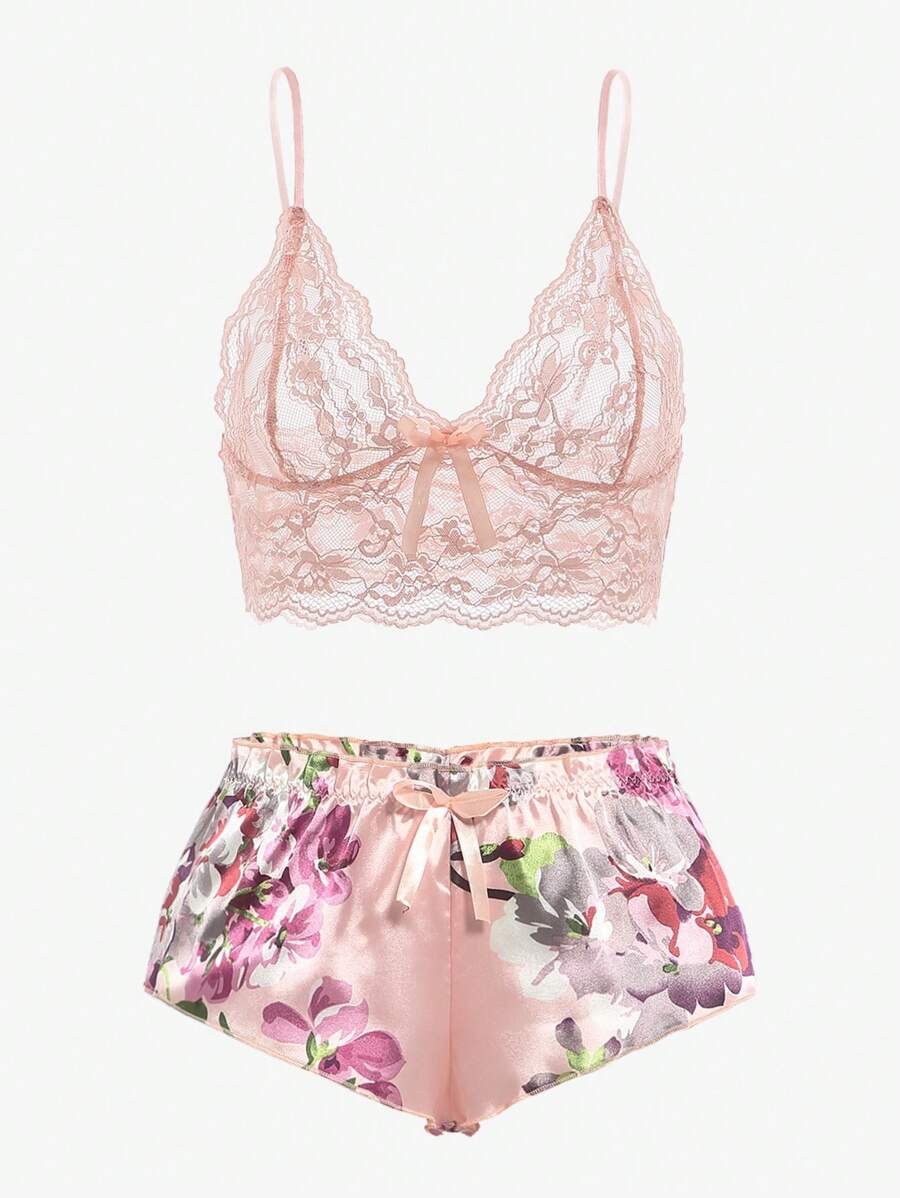 Pink Floral Lace Bralette and  - Lace Bralette Set incelemesi ve fiyatı