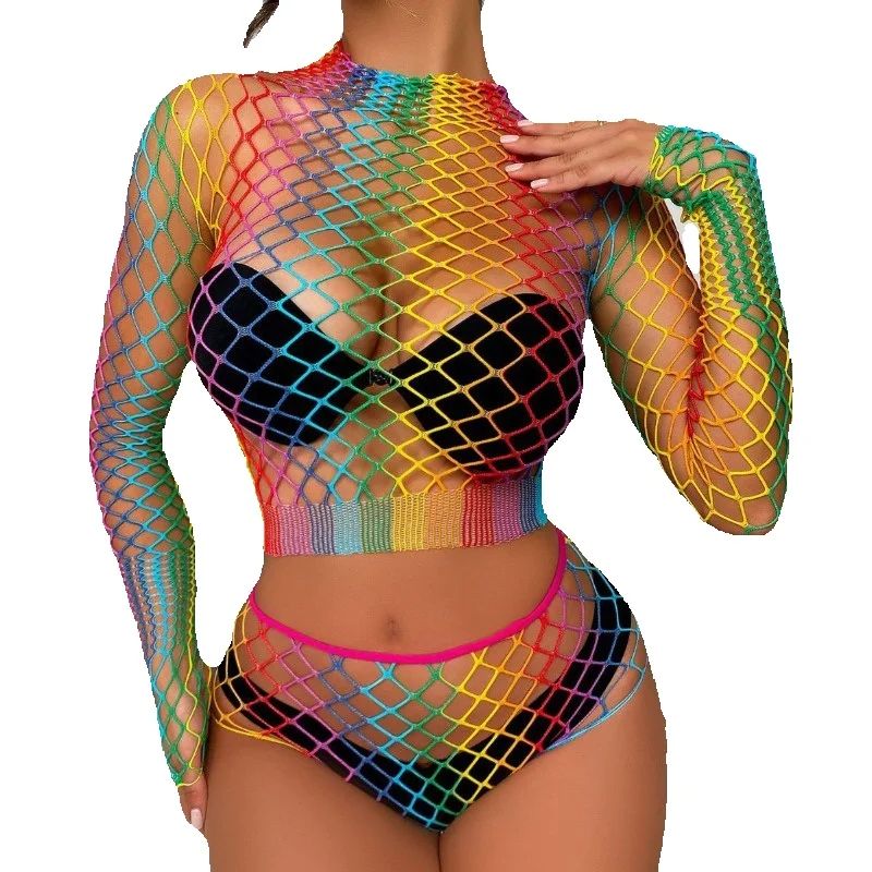 Sexy Rainbow Mesh Lingerie Set - Sheer Mesh Bra incelemesi ve fiyatı