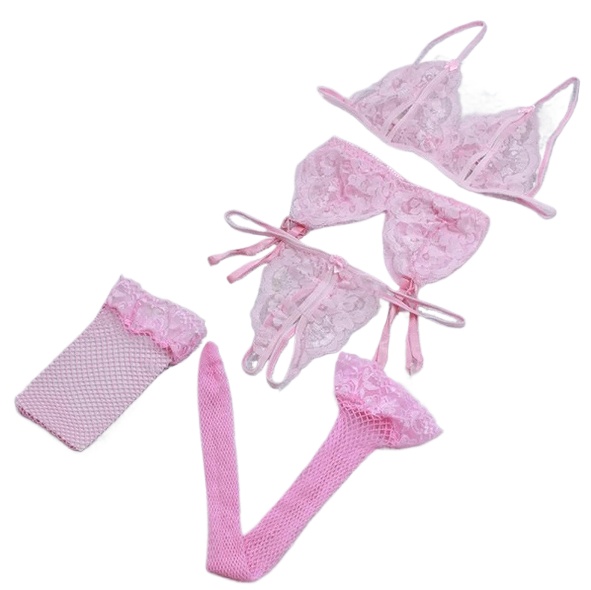 Lace Women Lingerie Set 4 Pcs  - Sheer Bra Lace incelemesi ve fiyatı