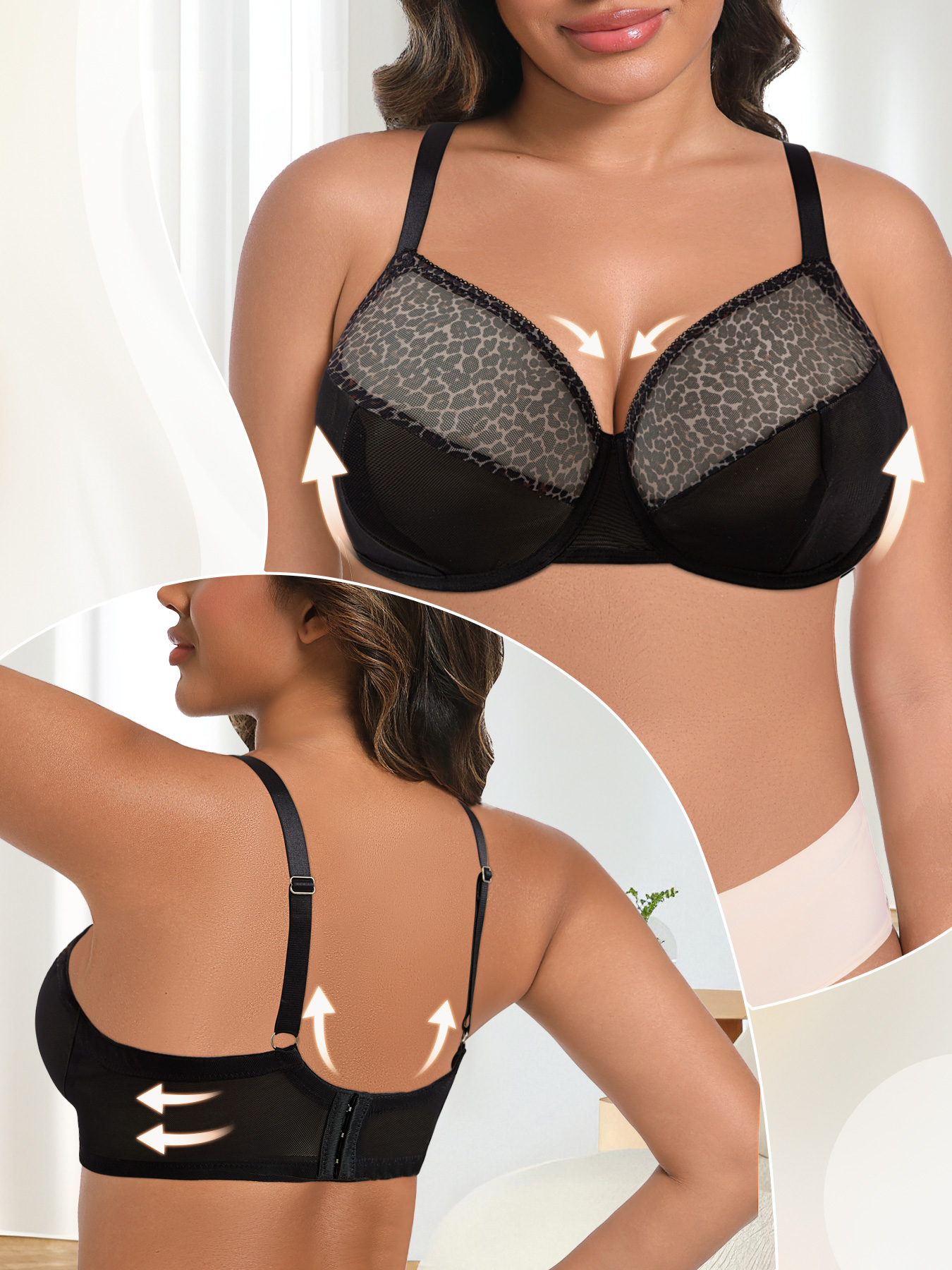 Plus Size Sexy Leopard Print & - Sheer Bra Lace incelemesi ve fiyatı
