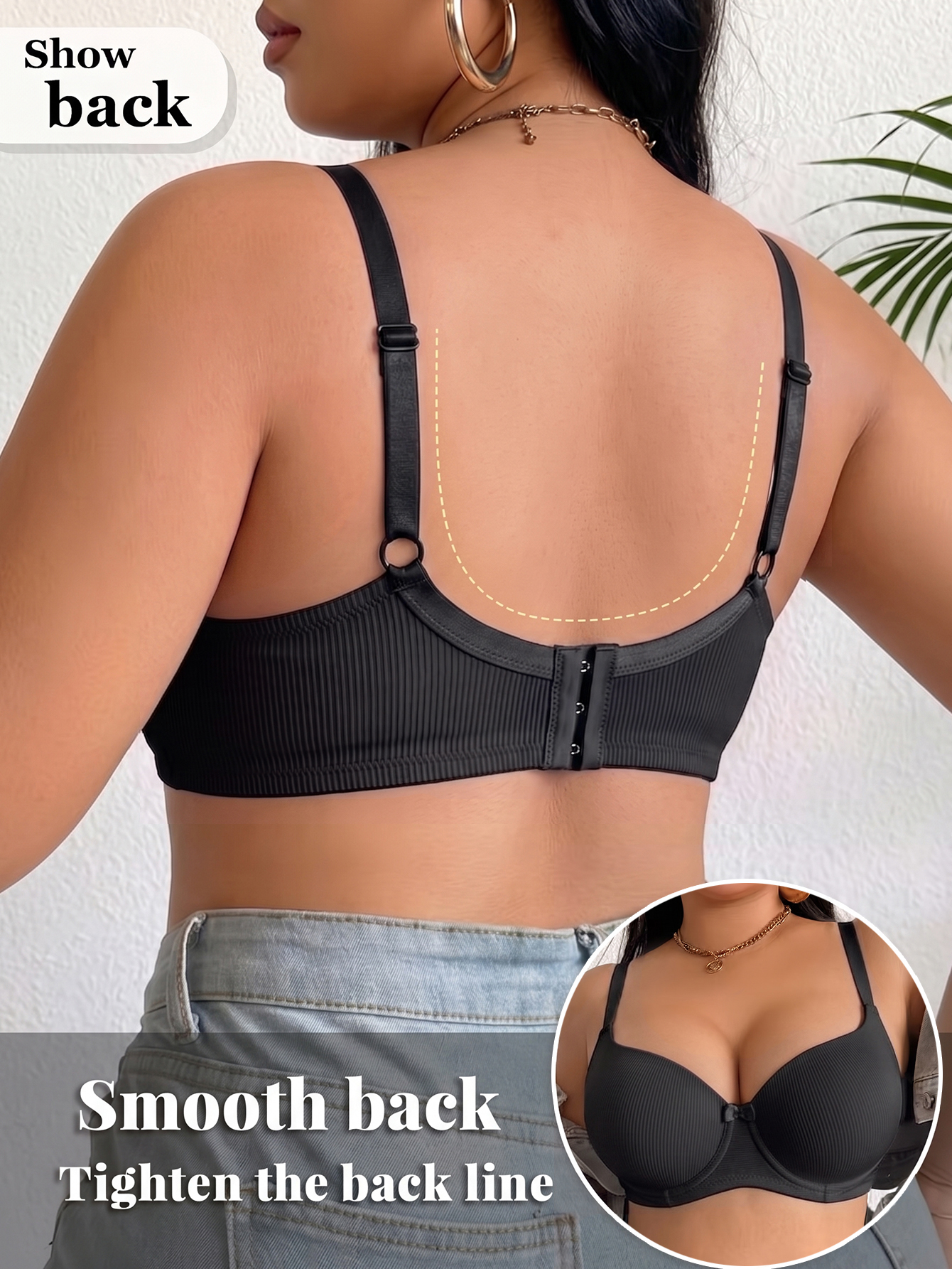 Plus Size Ribbed Women Bra Thi - Plunge Bra Push Up incelemesi ve fiyatı